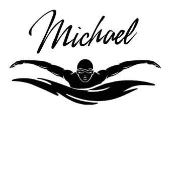 

Name Swim Wall Sticker Car Swimmer Decal Swimming Posters Vinyl Wall Decals Decor Mural Swimming Wall Decal