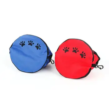 

Oxford Cloth Waterproof with Zipper Foldable Dog Bowl Pet Travel Nursing Portable Dog Bowl Drinking Water Cloth Bowl RandomColor