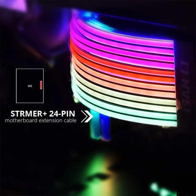 Strimer + Gpu Lianli Strimer Mais Endereçável Rgb Extensão Cabo 24pin Placa-mãe 8p Livre Construir Led - Imagem 4