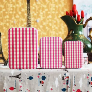 

3pcs/set tea printing square metal storage case Tin case sundries container biscuit box candy box