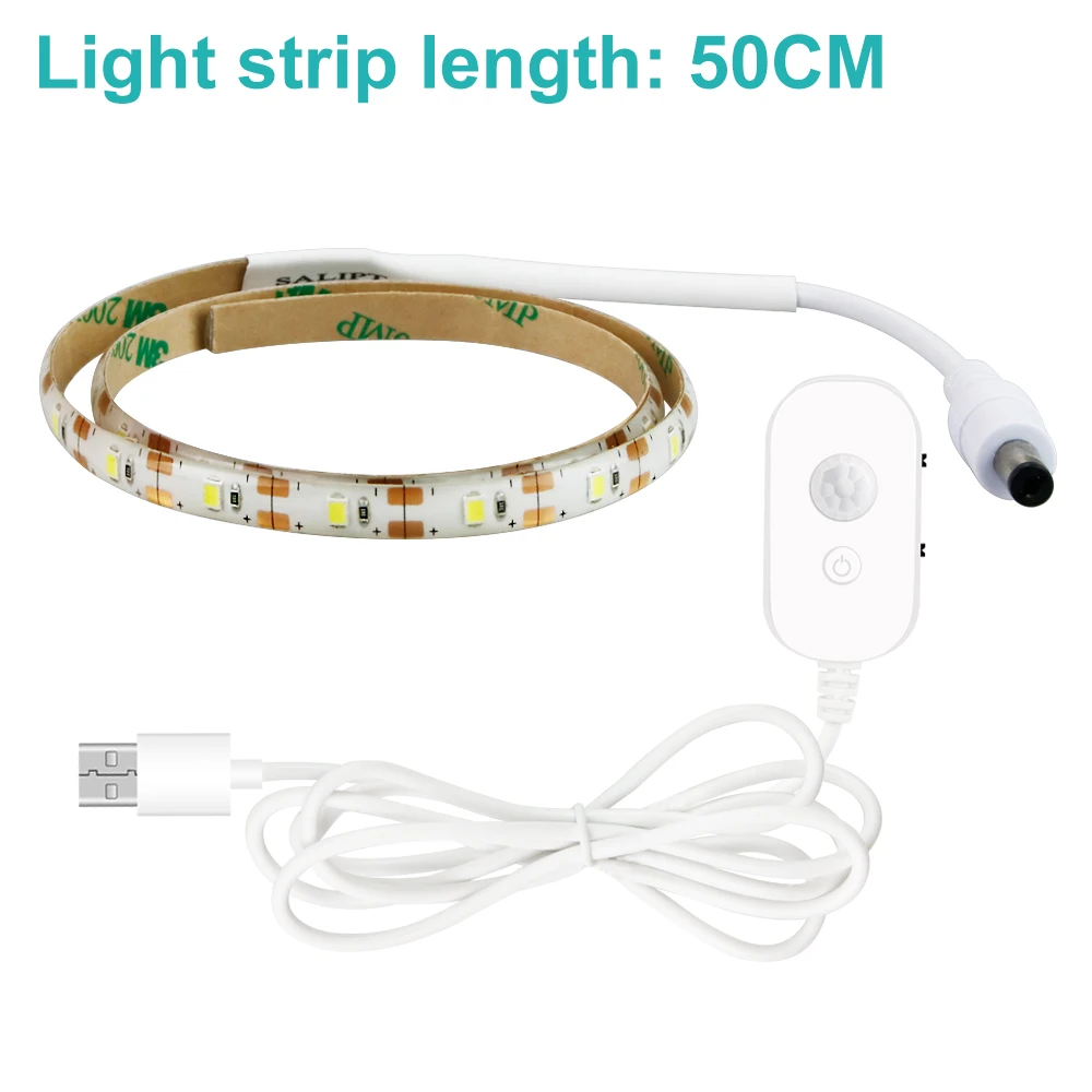 1 м, 2 м, 3 м, 4 м, 5 м, беспроводной PIR датчик движения, лампа, светодиодный ночник, светильник для кровати, шкафа, лестницы, светильник USB, Светодиодная лента, лампа 5 В, подсветка телевизора - Испускаемый цвет: 50cm