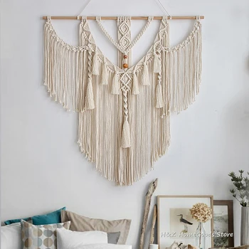 Big Macrame Wall Hanging Tapestry With Tassels Hand Woven Nordic Style For Living Room Bedroom House Art Decor Boho Decoration 1