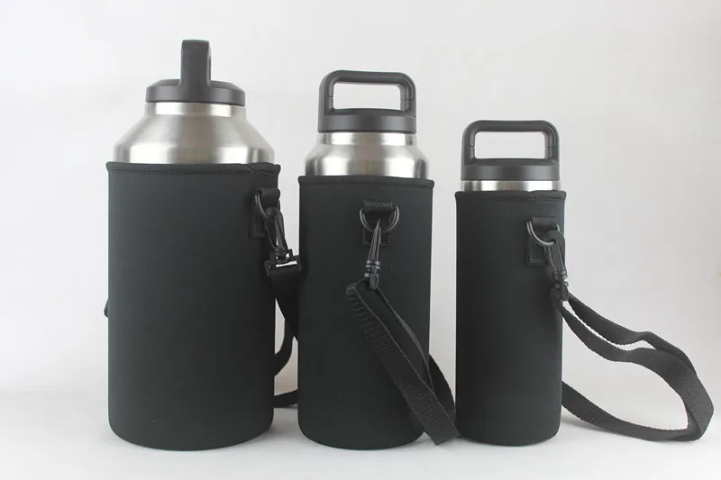 

10pcs/lot 64OZ 36OZ 18OZ Water yeti Bottle Cover Bag Adjustable Neoprene Water Pouch Holder Shoulder rtic Strap Black Bottle