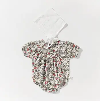 

2020 Wholesale Baby Girls Printed Romper With Hat Summer Cotton Baby Jumpsuits 6-24 Month QH264