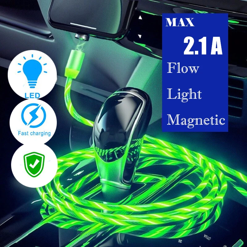 

360° Magnetic Circular Design 1M LED Light USB Charging Cable TYPEC TYPE C Charger Micro Android USB Cord