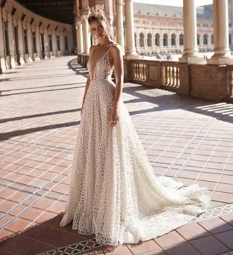 SSYFashion, новинка, роскошное кружевное вечернее платье, сексуальное, с глубоким v-образным вырезом, без спинки, со шлейфом, пляжные, вечерние платья, вечерние платья, Vestido De Noche