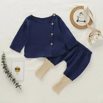 

0-24M Newborn Kid Baby Boy Girl Clothes set Cotton Linen T-Shirt Top Pants Leggings suit 2PCS Cute Sweet Plain Outfit Sets