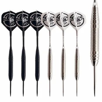 

6pcs 22g Black Professional Steel Tips Darts Set with Case Knurled Aluminum Shafts PET Flights for Indoor Dartboard Sports Game
