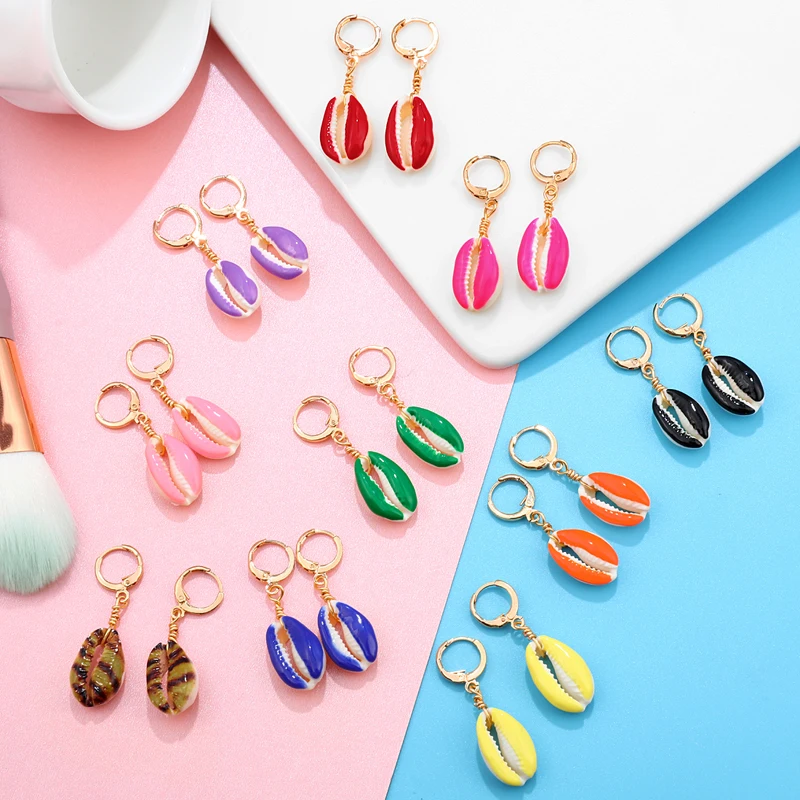 

Fashion Brincos Sea Shell Conch Earrings 2019 for Women Gold Color Pendant Dangle Earring Femal Bohemian Beach Summer Jewelry