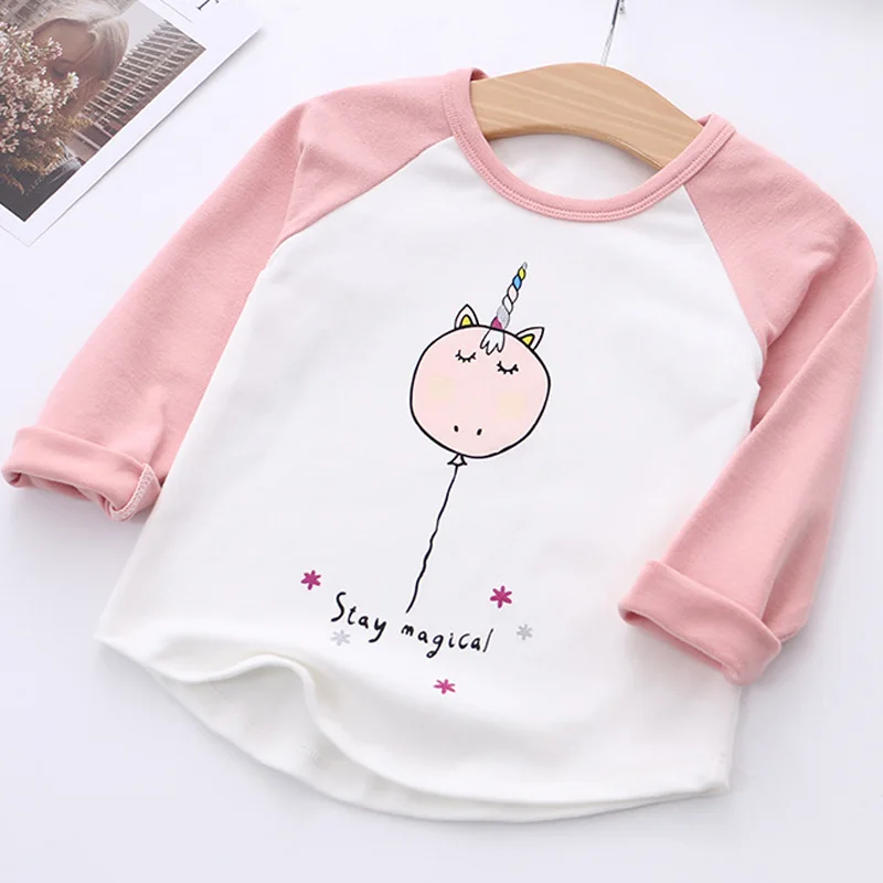 Pink White Г. Детские футболки для девочек летние хлопковые топы для малышей, детская одежда футболка с единорогом футболки для малышей, одежда повседневная одежда с короткими рукавами - Цвет: Pink White
