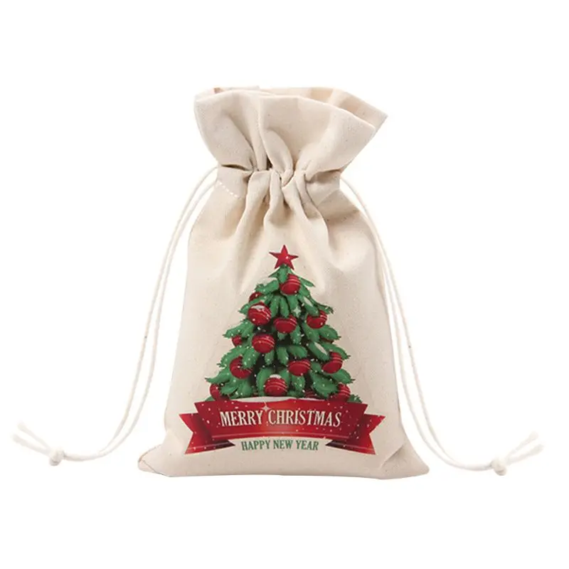 

Canvas Drawstring Bag Christmas Small Candy Storage Reusable