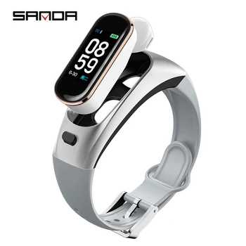 

SANDA H109 Smart Watch Mens Bluetooth Wireless Earphone Headset Women Blood Pressure Heart Rate Monitor Smartwatch Band Bracelet