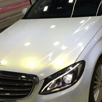 

127cmx30cm Polymeric PVC Glossy White Vinyl Car Wraps Film Chameleon Gold Stickers Motorcycle Decals With Air Bubble Car Styling