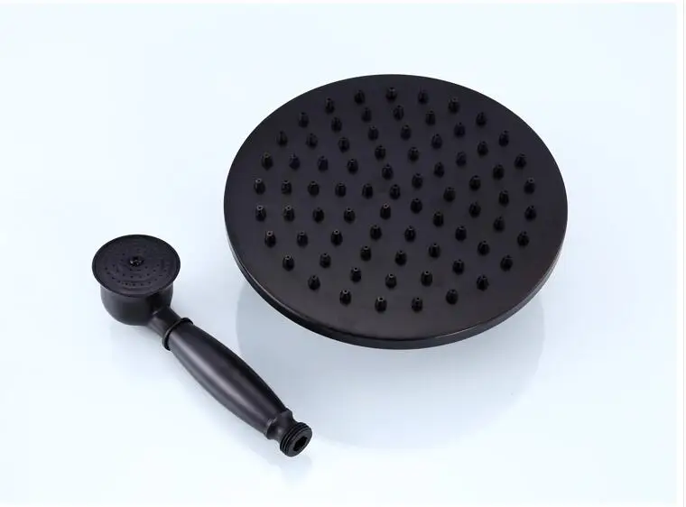 Black Brass rainfall Shower Head Wall Mounted Showerheads water save handheld Faucet accessories