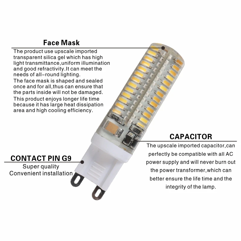 10 шт./лот G9 светодиодные лампы 3W 4W 5W 6W 220V 240V LED SMD 2835 3014 свет заменить 30 Вт/60 Вт