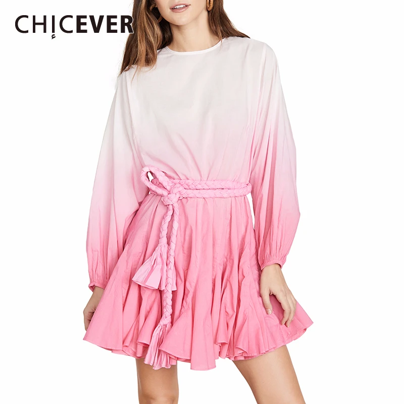 Женское лоскутное мини-платье CHICEVER хит разноцветное платье с круглым вырезом