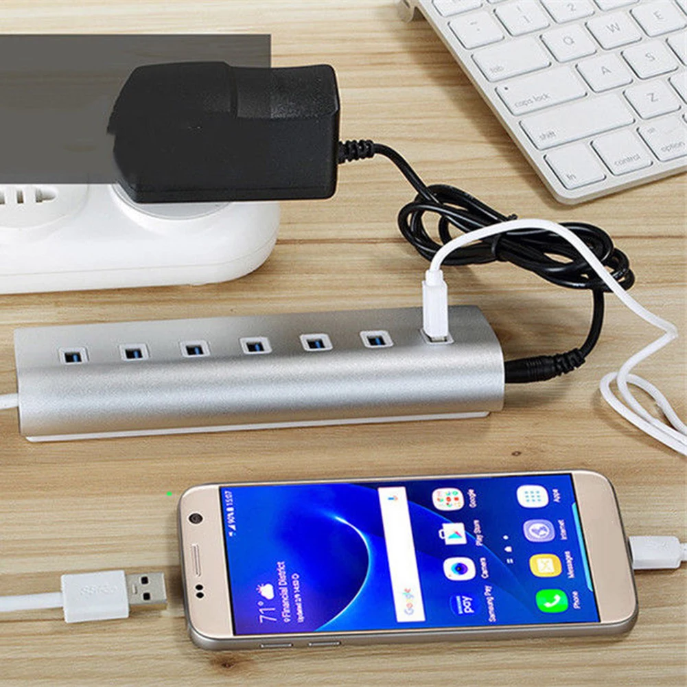 High Speed 5Gbps 7 Port Aluminum USB 3.0 Hub for PC Laptop M ac iM ac M acBook Pro