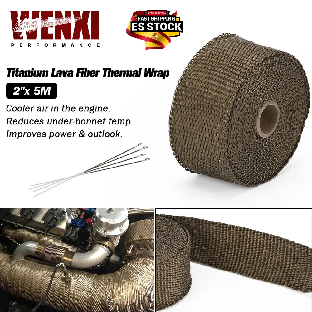 2x5meterPremiumExhaustHeatWrapManifoldWrapTitaniumLavaFiber