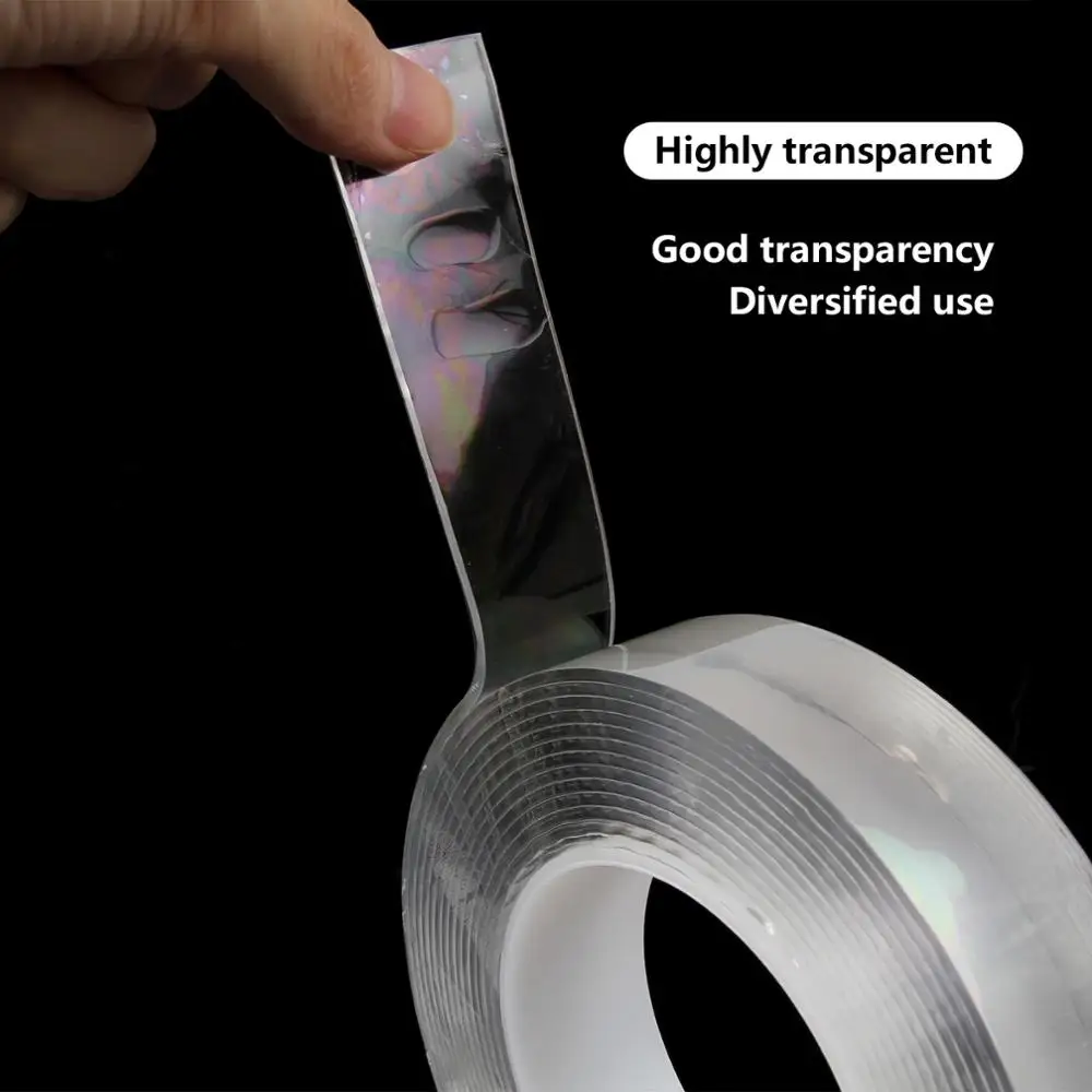 

1mm thick 2m length Nano Tape Double Sided Household Wall Hangings Adhesive Glue Transparent Tapes Non-slip Stickiness Gel Grip
