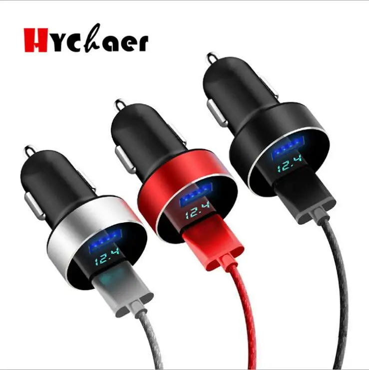 3.1A автомобильное зарядное устройство с двумя USB 2 портами ЖК-дисплей 12-24 в