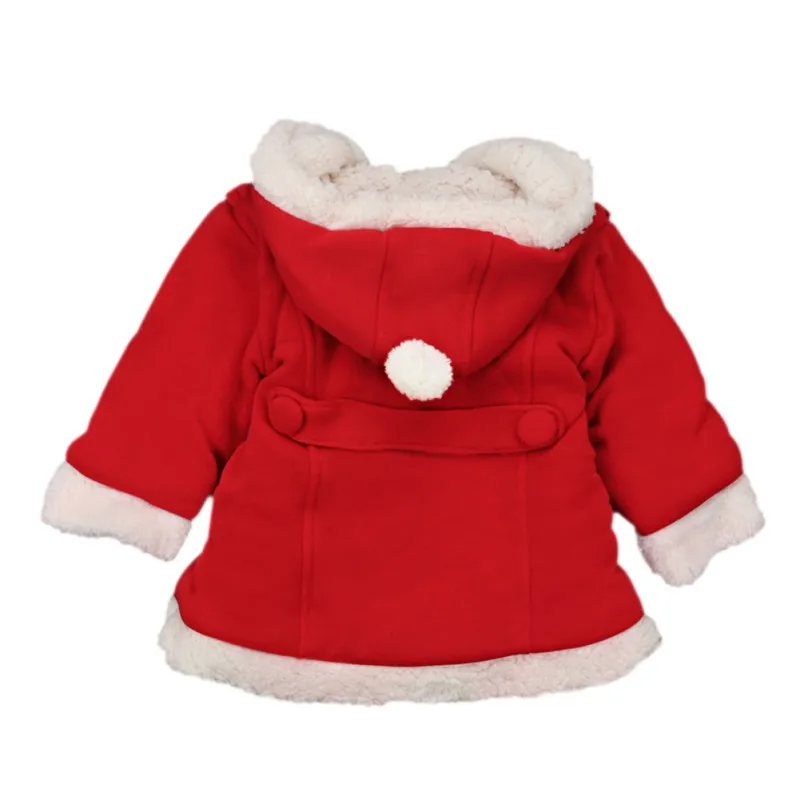 Рождественская Детская зимняя верхняя одежда для девочек, с длинными рукавами, с капюшоном на Рождество, утепленная Вельветовая куртка, детская одежда 2-7Y