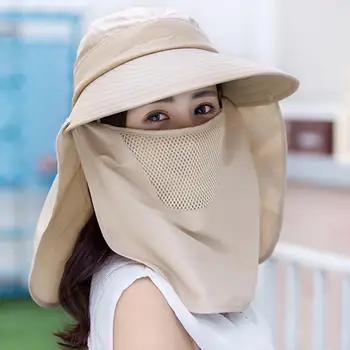 

Women Solid Color Dust Proof Sun Protection Mesh Neck Flap Protective Peaked Cap Wind and dust resistance against viruses