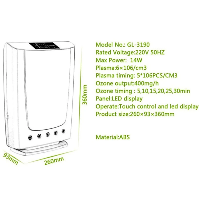 

Ozone Air Purifier For Home/Office Air Purification And Water Sterilization-Eu Plug