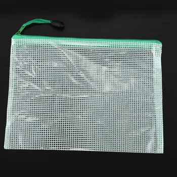 

A4 green net PVC folder bag with zipper