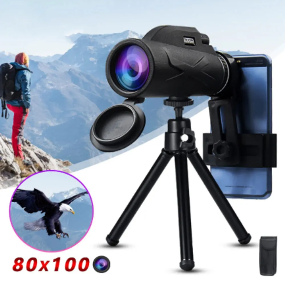 Портативный бинокль высокой мощности 80x100 HD профессиональный военный монокуляр