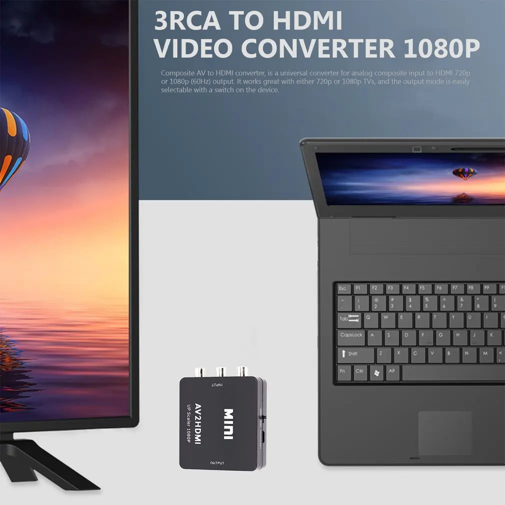 Мини AV к HDMI конвертер адаптер AV CVBS 3RCA к конвертер HDMI 1080P видео AV2HDMI конвертер для HDTV PS3 PS4 DVD PC