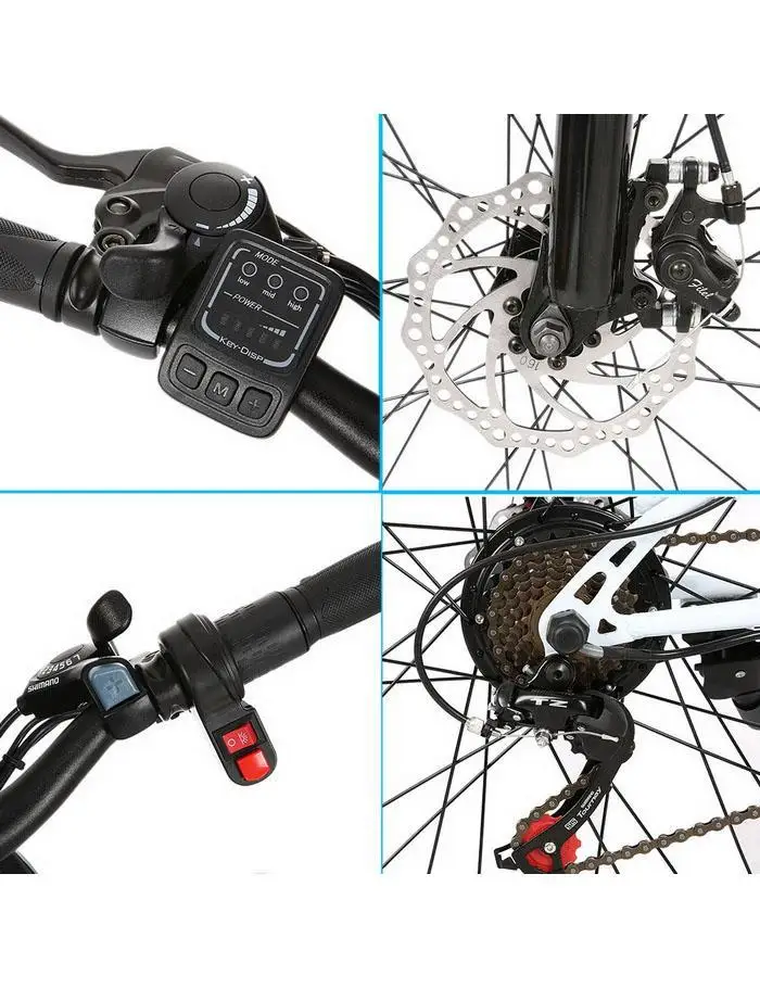 Top Electric Bike  Bicycle Mountain Bike Full Suspension Alluminium Folding Frame 27 Speed  Mechanic Brake 26 "Wheel 1