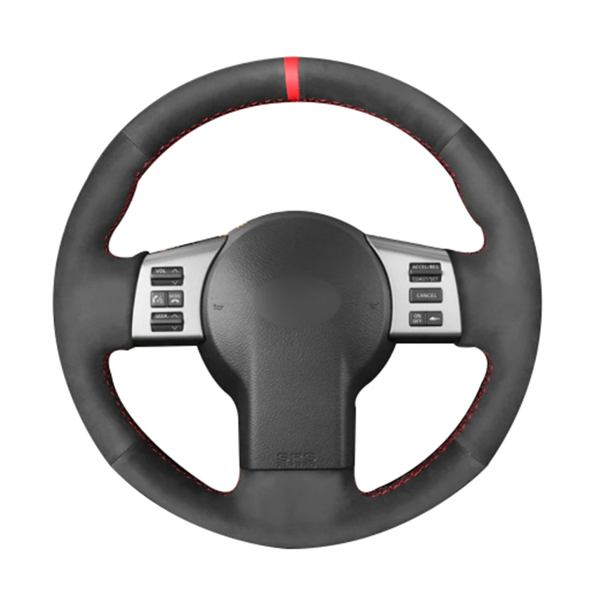 Black Suede Red Marker Car Steering Wheel Cover for Infiniti FX FX35 FX45 2003-2008 Nissan 350Z 2003-2009