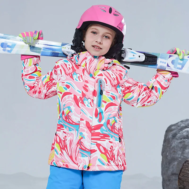 30 стильный Зимний костюм для детей, Для мальчиков и девочек катание на лыжах и сноуборде куртка водонепроницаемая зимняя одежда Зимние Детские платья для девочек Спорт на открытом воздухе пальто одежда - Цвет: HM-50 jacket