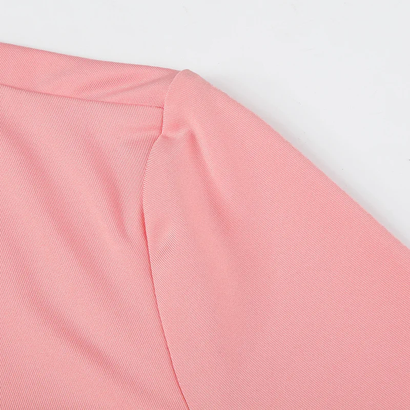 BOOFEENAA, розовая пушистая женская рубашка с длинным рукавом, глубокий v-образный вырез, галстук-бабочка спереди, укороченный топ, милые сексуальные футболки, вечерние, Клубная одежда, C77-AZ48