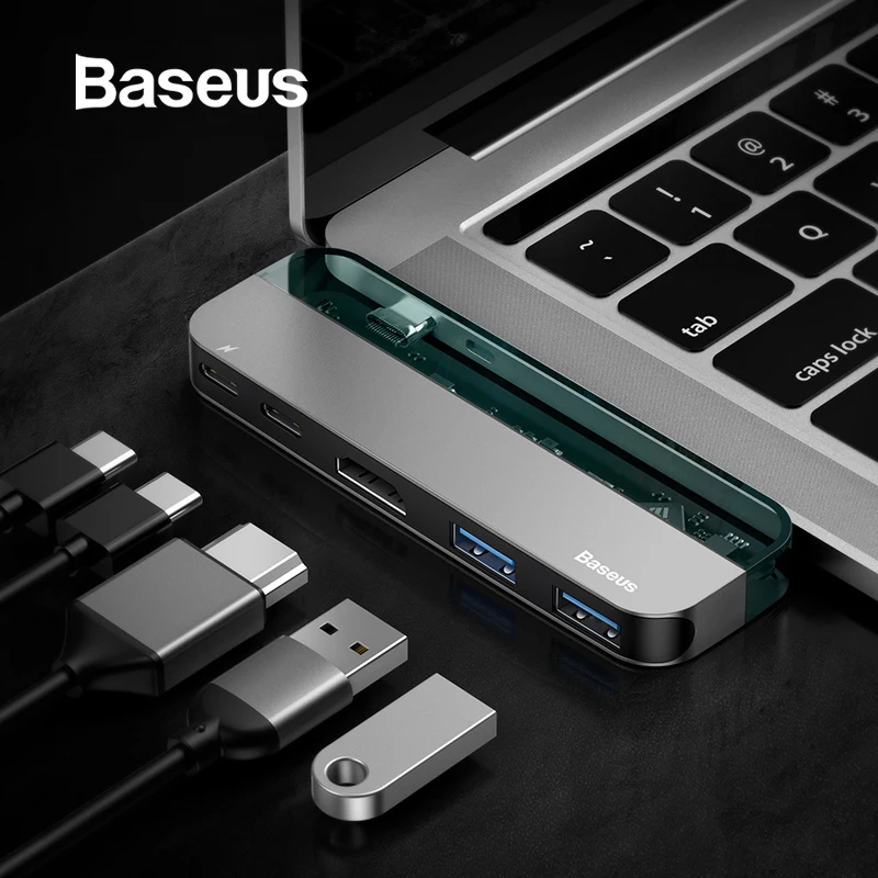 Baseus USB 3,0 type C концентратор адаптер PD Быстрая зарядка концентратор конвертер 4K HDMI для huawei Mate20 samsung S9 для Mac ноутбук Matebook