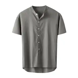 2020 Осенняя гавайская рубашка модная Мужская Летняя Повседневная льняная и хлопковая рубашка с короткими рукавами camisa masculina
