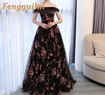 

Luxury Dress New 2020 Fashion Designer New Elegant Flower Embroidery Appliques Black Mesh Slim Women Vintage Long Dress