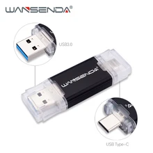 Новинка WANSENDA, USB 3,0, USB флеш-накопитель, двойной тип C, флеш-накопитель, 512 ГБ, 256 ГБ, 128 ГБ, 64 ГБ, 32 ГБ, OTG, флешка, флешка