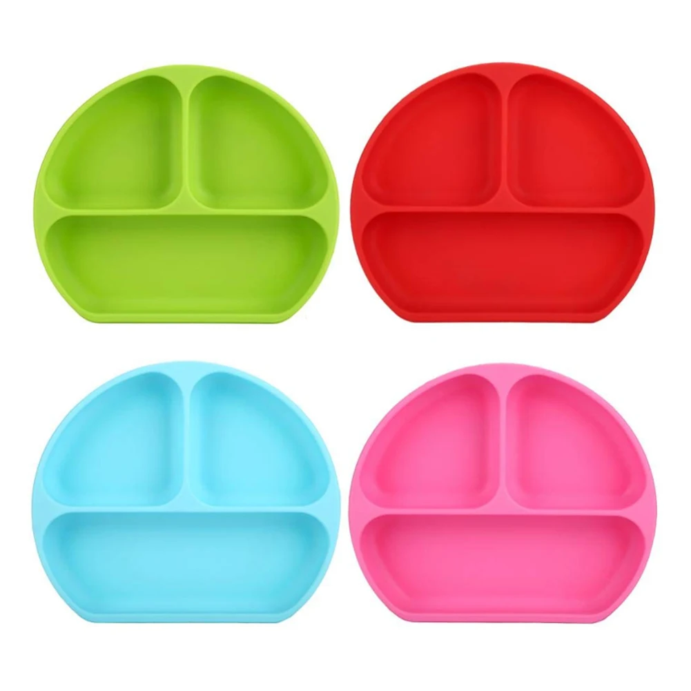 

Children Creative Section Smiling Silicone Plate With Suction Cup Strong Sticky Baby Silicone Food Plate Multifunctional Table