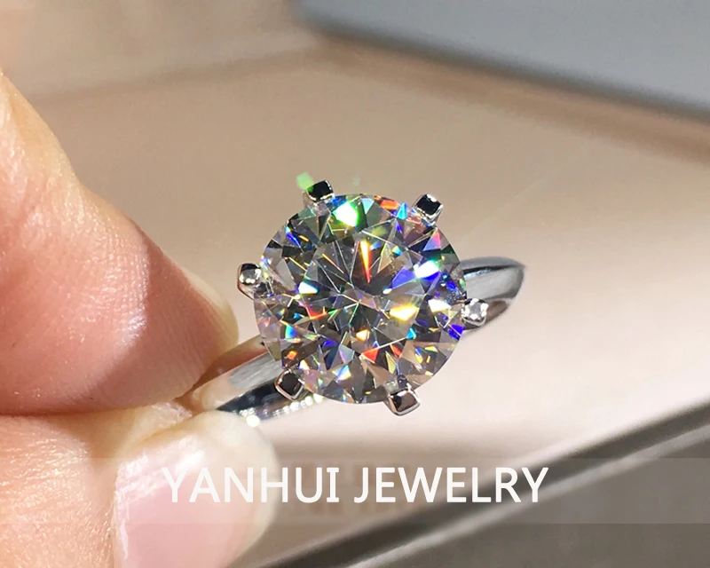 With Certificate Luxury 18K White Gold Ring Original 2.0ct Zirconia Diamond Wedding Band Silver 925 Jewelry Women Love Gift R168 - Image 3