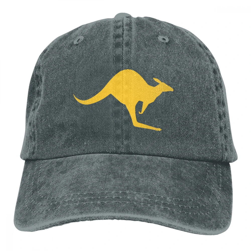 Австралийский кенгуру прыжок Casquette черный унисекс Мужские Женские джинсовые