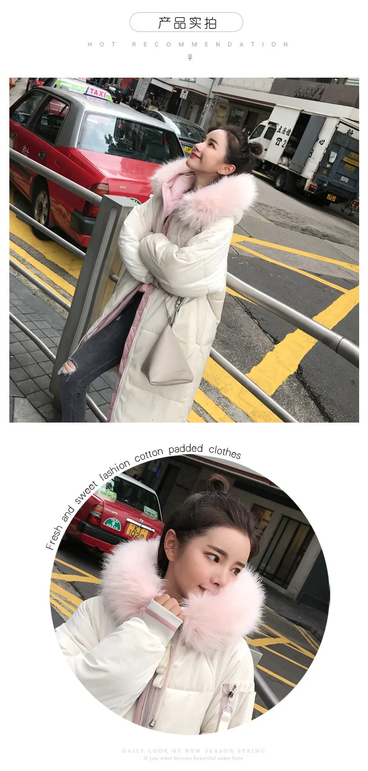 Colorful Fur Coat Hooded Winter Down Coat Jacket Velvet Warm Loose Cotton padded Wadded Parkas Big Pocket