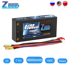 Zeee 2S шорты Lipo 7,4 V 4600 мА/ч, 100C Батарея провод с силикатной гелевой Батарея с 4 мм пуля для деканов ультра разъем для автомобилей Грузовик Лодка