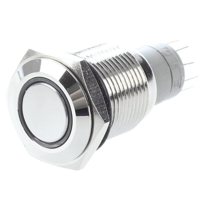 Белый светодиодный переключатель Angel Eye из нержавеющей стали 16 мм 12 В 5