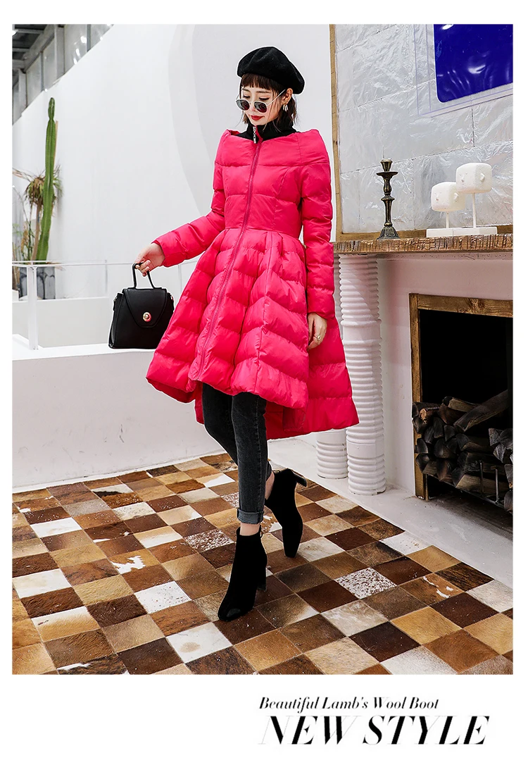 Стиль корейский стиль средней длины пуховое зимнее хлопковое теплое пальто для похудения