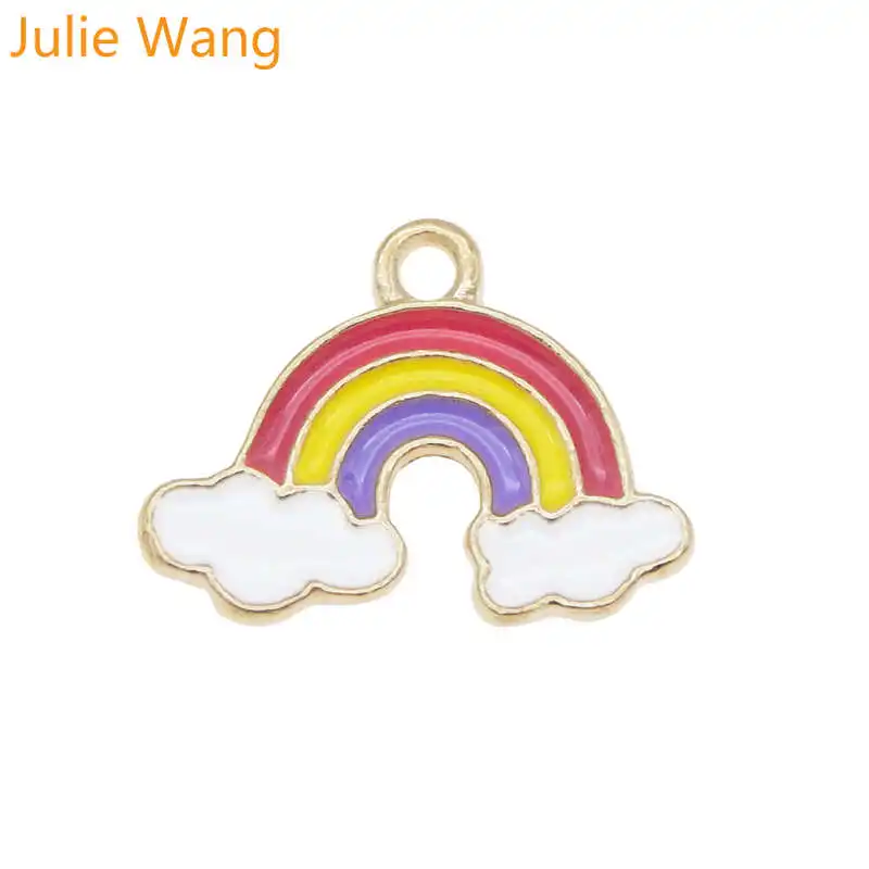 Julie Wang 5 шт. эмаль радуга амулеты облако сплав золотой тон ожерелье браслет серьги