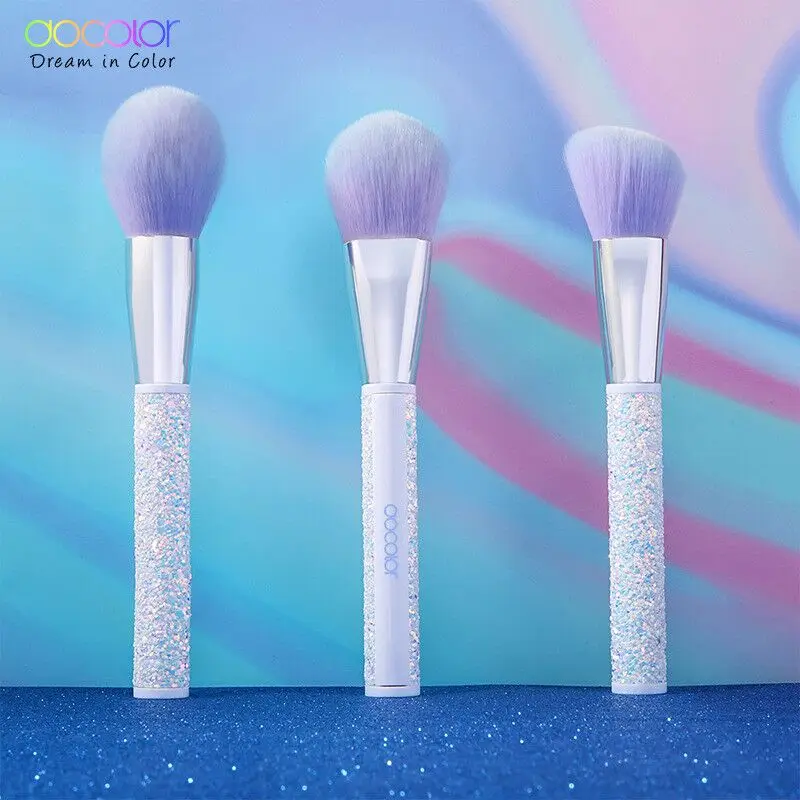 New Makeup Tools 8 Handmade Wool Brush Makeup Brush Set Sequins Glitter Makeup Brush With Barrel