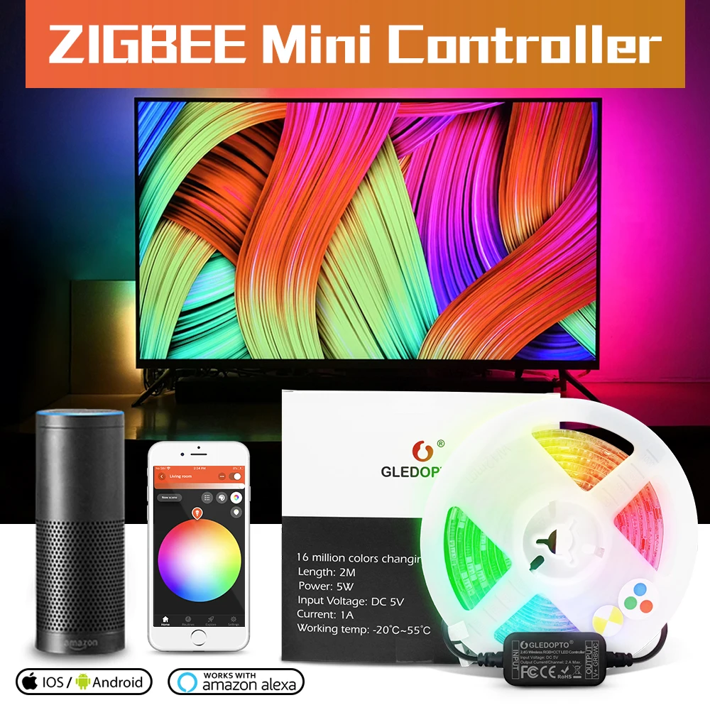 Zigbee Mini Controller Kit Rgbcct Tv Led Strip Light 5v Usb Color