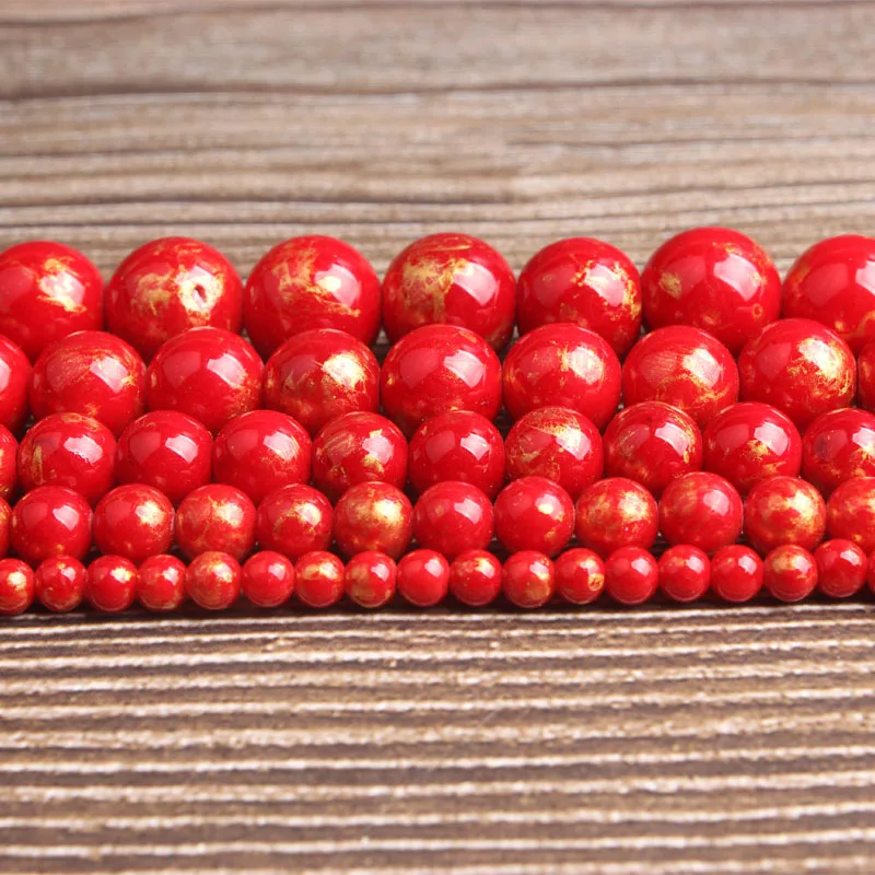 

LanLi fashion natural Jewelry Red gold colored jades Loose beads DIY woman bracelet necklace ear stud accessories