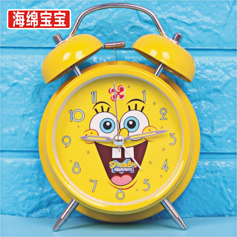Губка Боб будильник часы Doraemon креативный детский специальный мультфильм милый немой студенческий ночной Светильник - Цвет: Оранжевый